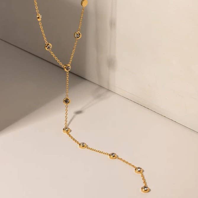18K STAINLESS STEEL TARNISH FREE Y NECKLACE | 40NK9676