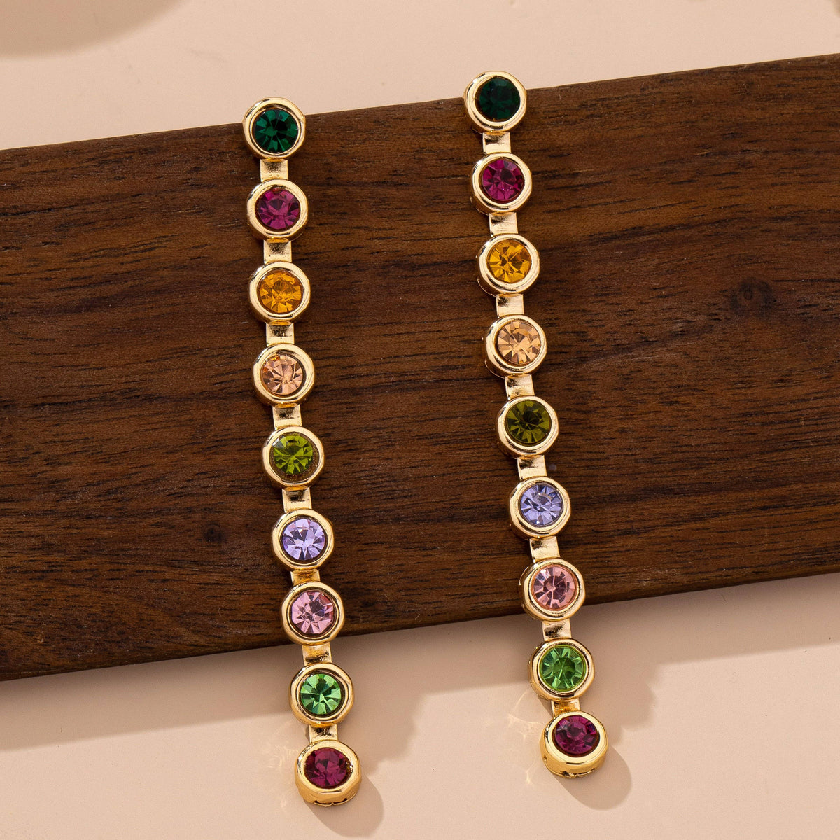 Rainbow Gemstone Linear Drop Earrings | 80E61965