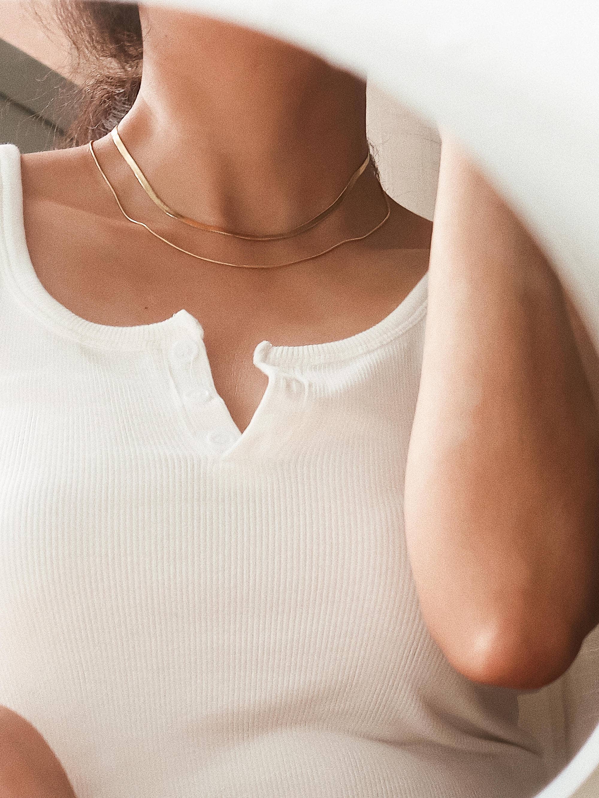 Ischia Layered Flat Snake Chain Necklace