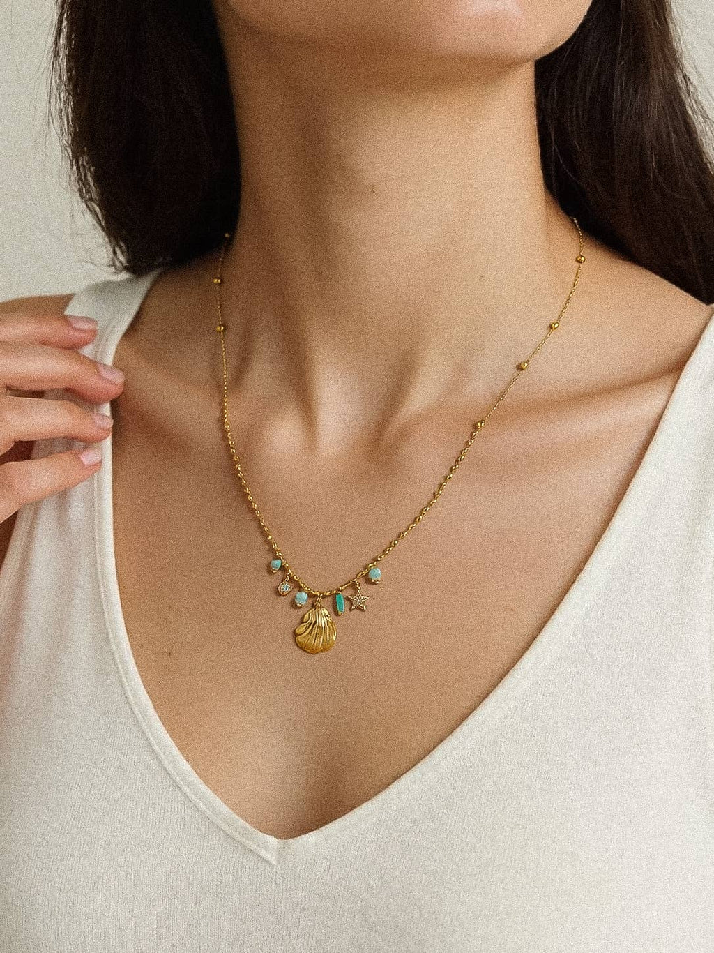 Trani Trinkets Shell and Star Necklace
