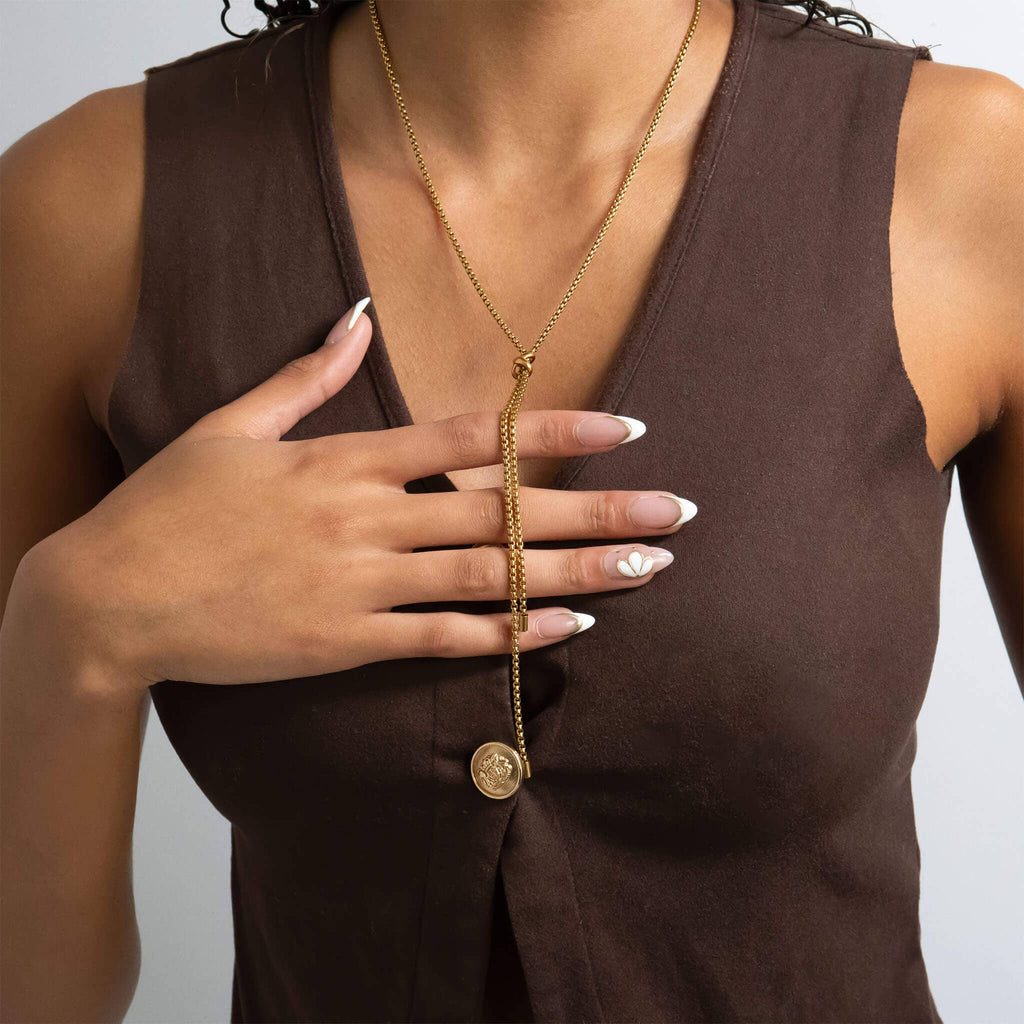 18K Gold PVD Stainless Steel Bolo Necklace