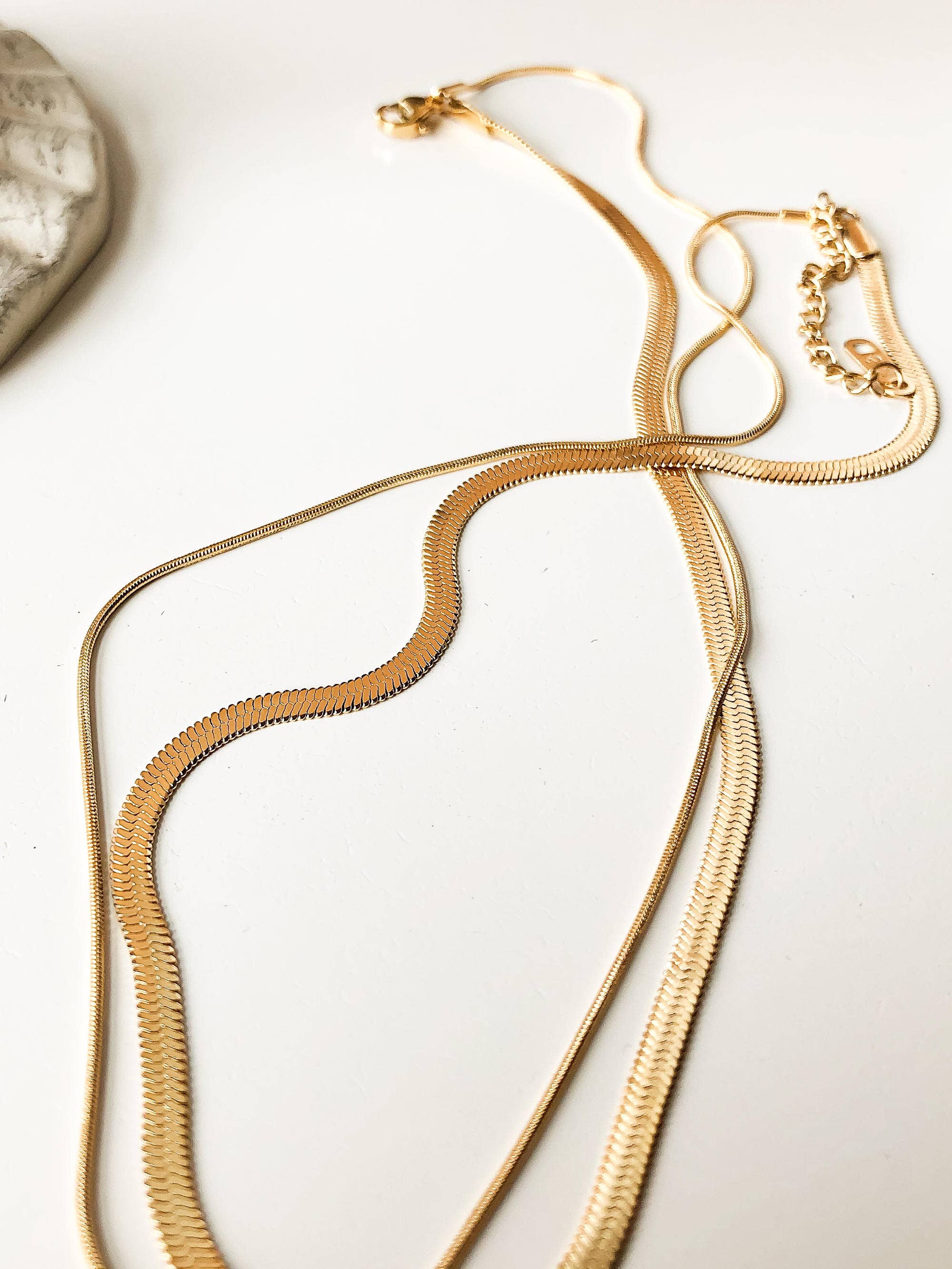 Ischia Layered Flat Snake Chain Necklace