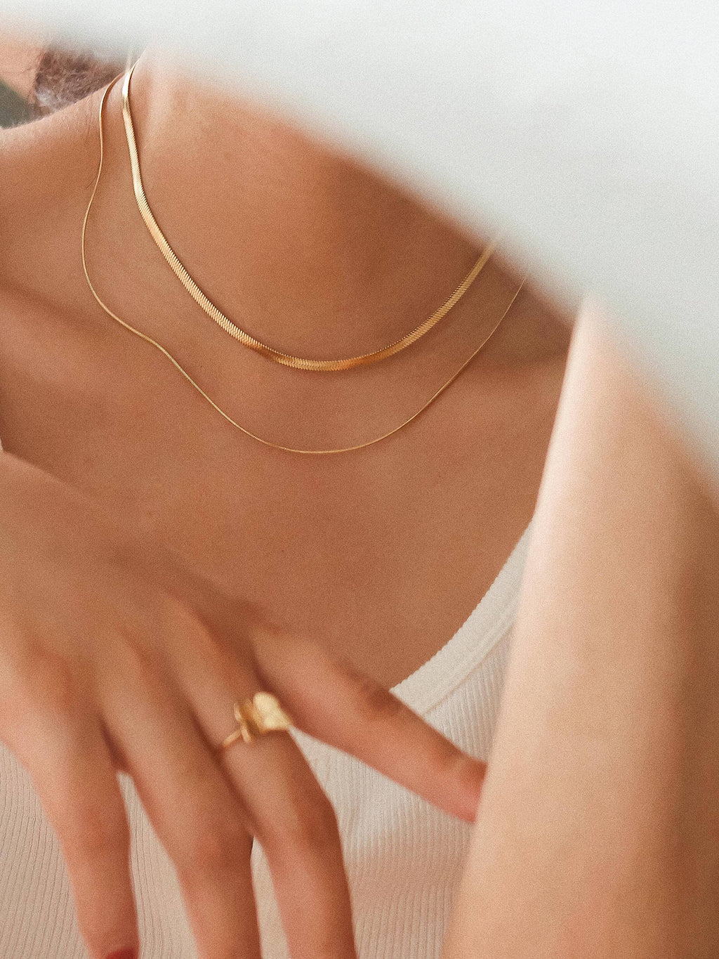 Ischia Layered Flat Snake Chain Necklace