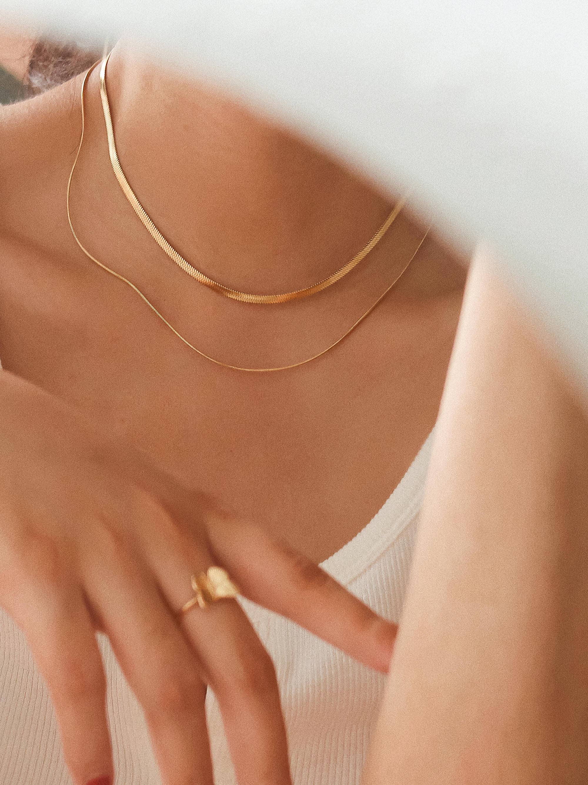 Ischia Layered Flat Snake Chain Necklace